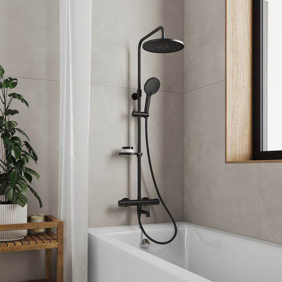 Душевая стойка с термостатом Milardo Ideal Spa ILSBLTHM06, чёрный матовый фото 2