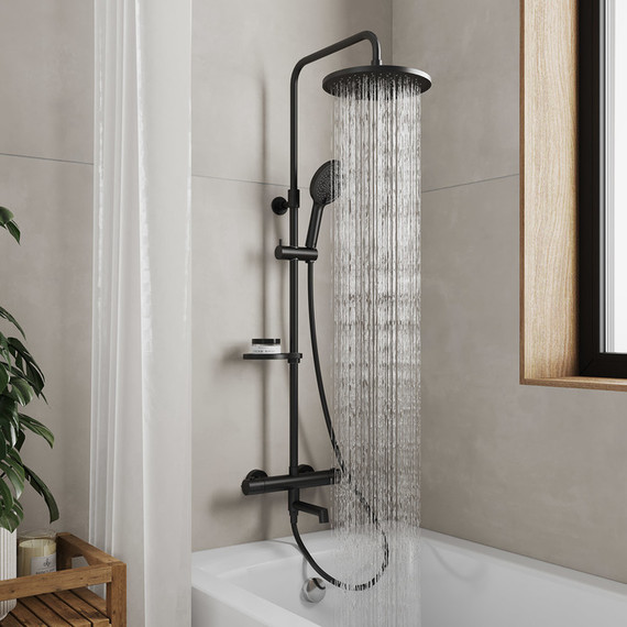 Душевая стойка с термостатом Milardo Ideal Spa ILSBLTHM06, чёрный матовый фото 3