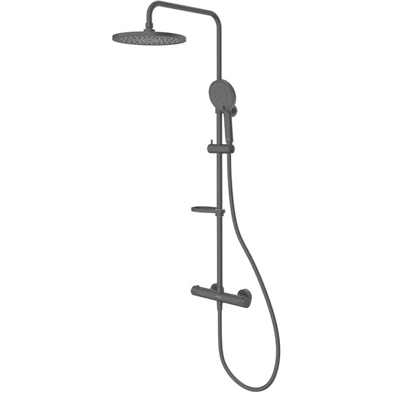 Душевая стойка с термостатом Milardo Ideal Spa ILSBLTHM89, чёрный матовый фото 