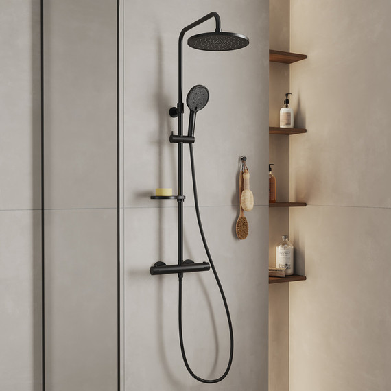 Душевая стойка с термостатом Milardo Ideal Spa ILSBLTHM89, чёрный матовый - 2 Душевая стойка с термостатом Milardo Ideal Spa ILSBLTHM89, чёрный матовый фото 2