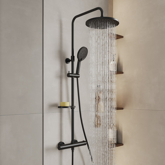 Душевая стойка с термостатом Milardo Ideal Spa ILSBLTHM89, чёрный матовый - 3 Душевая стойка с термостатом Milardo Ideal Spa ILSBLTHM89, чёрный матовый фото 3