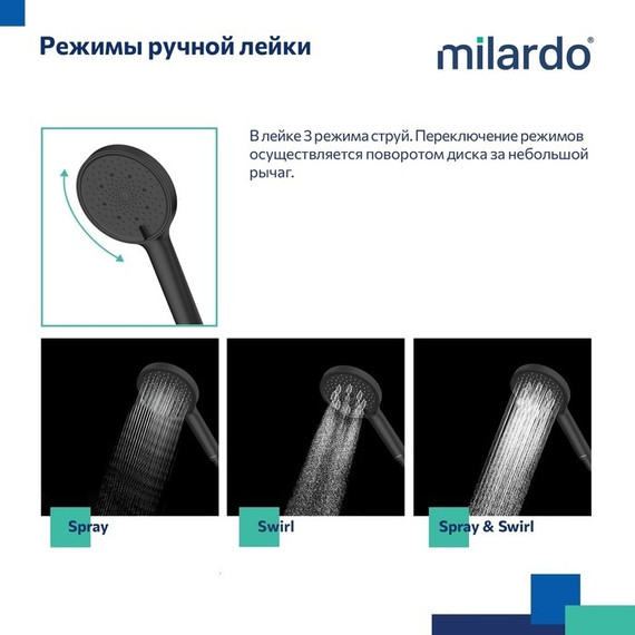 Душевая стойка с термостатом Milardo Ideal Spa ILSBLTHM89, чёрный матовый - 11 Душевая стойка с термостатом Milardo Ideal Spa ILSBLTHM89, чёрный матовый фото 11