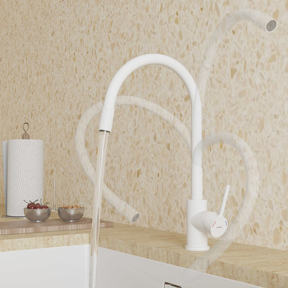 Смеситель для кухни Milardo Meal M01WT0FM05, белый матовый фото 3