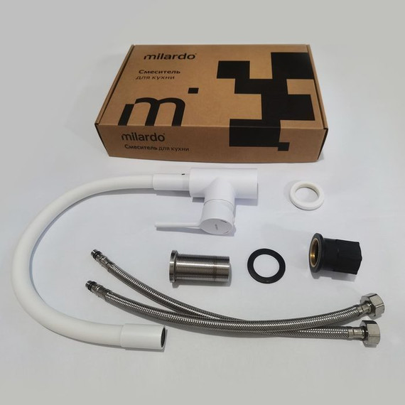 Смеситель для кухни Milardo Meal M01WT0FM05, белый матовый фото 5