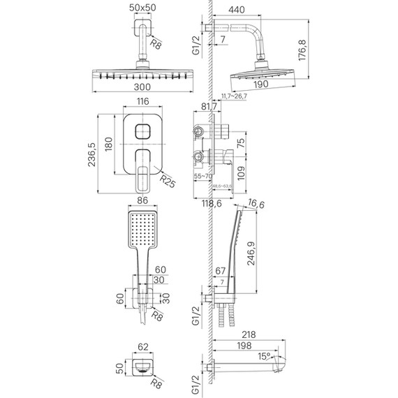 Душевая система для ванны Iddis Slide SLISB03i68 - 8 Душевая система для ванны Iddis Slide SLISB03i68 фото 8