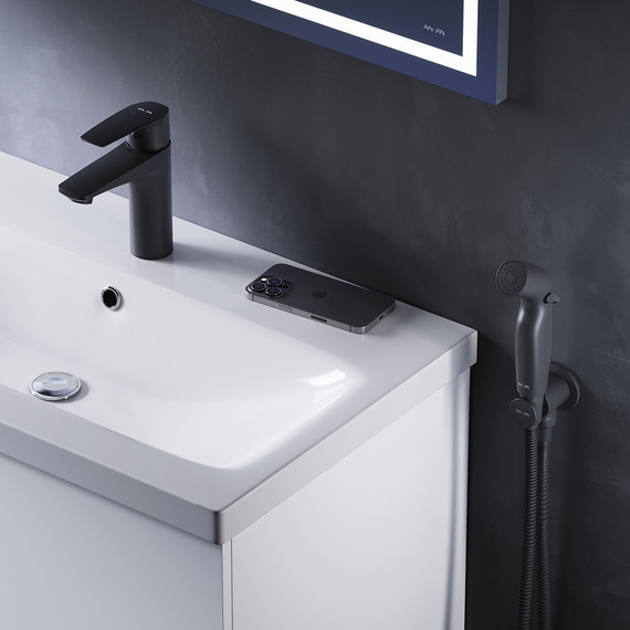 Смеситель для раковины AM.PM Gem F90A03022 с гигиеническим душем, Цвет производителя: чёрный фото 2