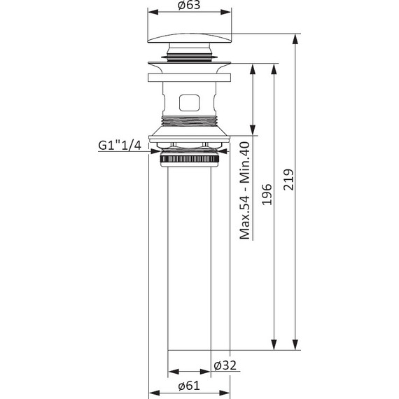 Донный клапан Damixa Option 210610300 удлинённый, чёрный матовый фото 5
