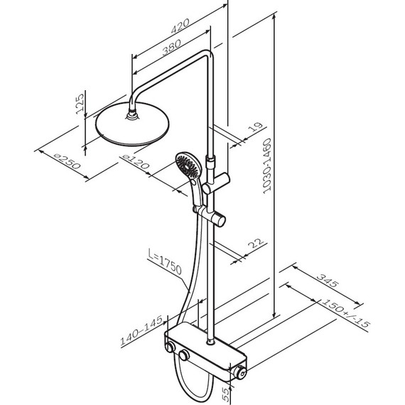 Душевая система AM.PM Inspire V2.0 F0750A422 с термостатом, чёрный, Цвет производителя: чёрный фото 14