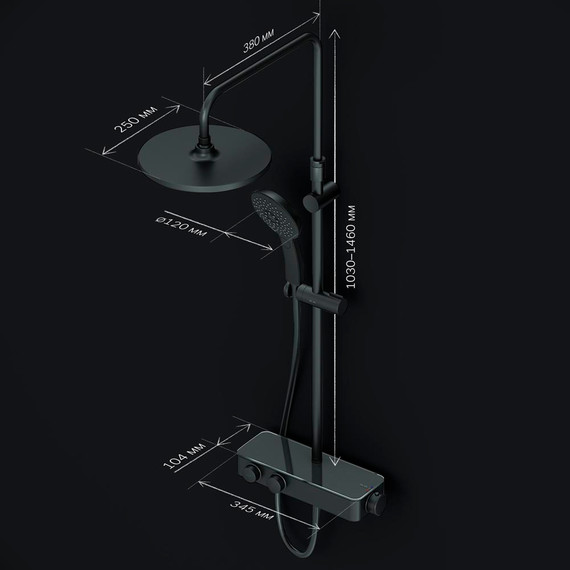 Душевая система AM.PM Inspire V2.0 F0750A422 с термостатом, чёрный, Цвет производителя: чёрный фото 11