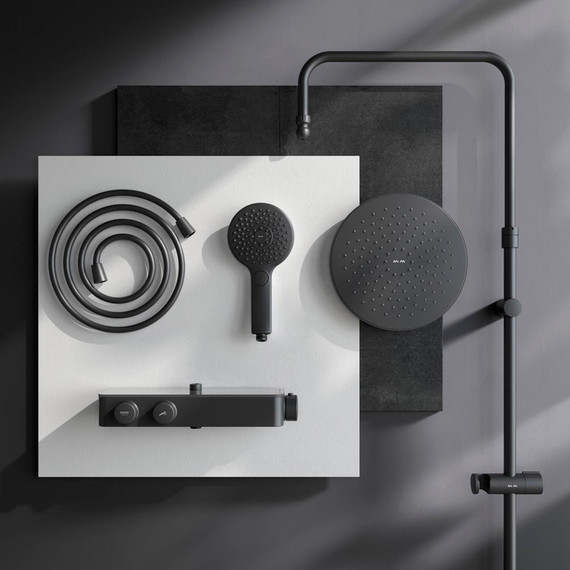 Душевая система AM.PM Inspire V2.0 F0750A422 с термостатом, чёрный, Цвет производителя: чёрный фото 13