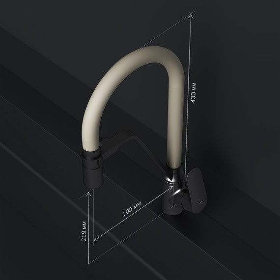 Смеситель для кухни AM.PM Like F8007826 для питьевой воды и гибким изливом, чёрный/бежевый, Цвет производителя: чёрный, бежевый фото 4