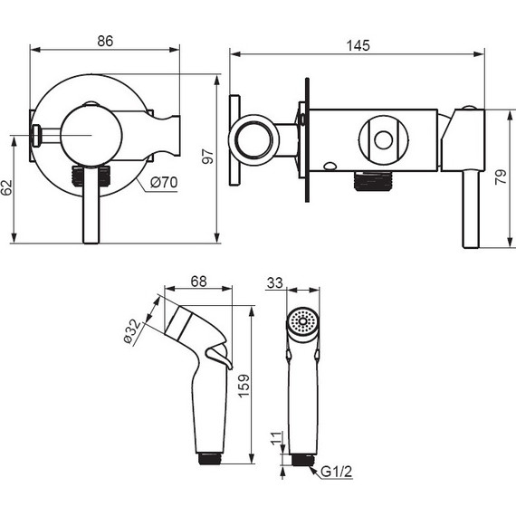 Набор для гигиенического душа Damixa Option 211000300, чёрный - 6 Набор для гигиенического душа Damixa Option 211000300, чёрный фото 6
