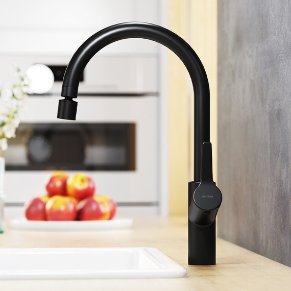 Смеситель для кухни Damixa Eclipse 310722300 с двухрежимным регулируемым аэратором, чёрный, Цвет производителя: чёрный фото 3