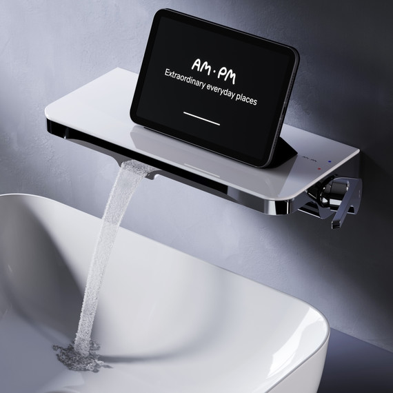 Смеситель для раковины AM.PM Func монтируемый в стену с полкой и каскадным изливом F8F72700, Цвет производителя: хром фото 3