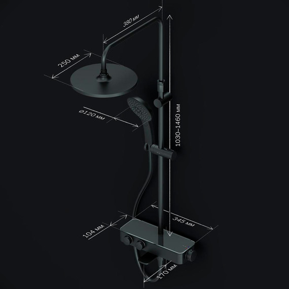 Душевая система AM.PM Inspire V2.0 F0750A522 с термостатом, чёрный, Цвет производителя: чёрный фото 11