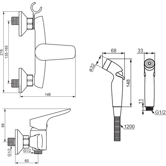 Набор для гигиенического душа Damixa Jupiter 778000000 с гигиенической лейкой, держателем и шлангом - 5 Набор для гигиенического душа Damixa Jupiter 778000000 с гигиенической лейкой, держателем и шлангом фото 5