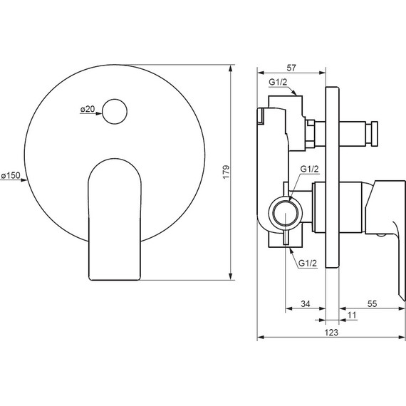 Смеситель для ванны Damixa Apollo 477100000 со скрытой частью, Цвет производителя: хром фото 6