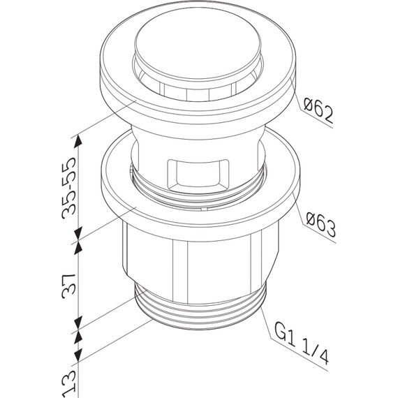 Донный клапан нажимной AM.PM AM.PM F0700P00, материал нержавеющая сталь - клапан/ ABS пластик - корпус фото 5