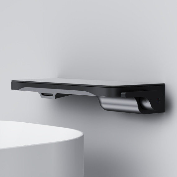 Смеситель для раковины AM.PM Func монтируемый в стену с полкой и каскадным изливом F8F72722, чёрный, Цвет производителя: чёрный фото 6