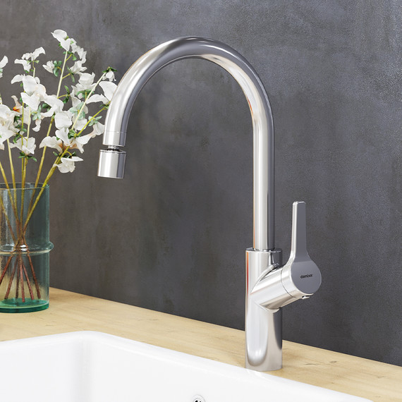 Смеситель для кухни Damixa Eclipse 310722000 с двухрежимным регулируемым аэратором, Цвет производителя: хром фото 3