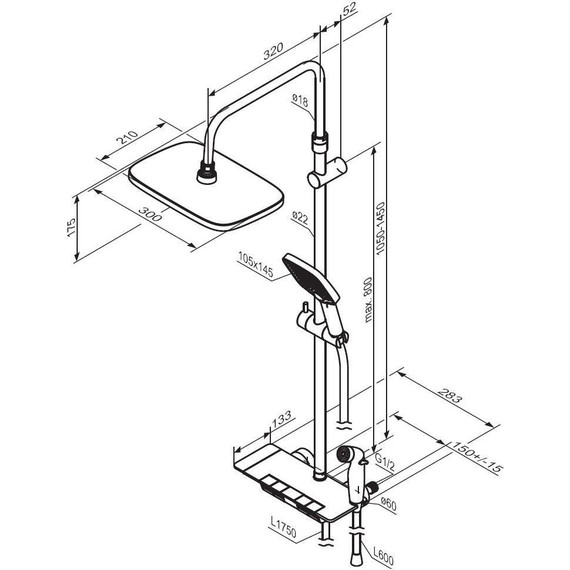 Душевая система c термостатом Damixa Gala 953770000 и гигиеническим душем - 8 Душевая система c термостатом Damixa Gala 953770000 и гигиеническим душем фото 8