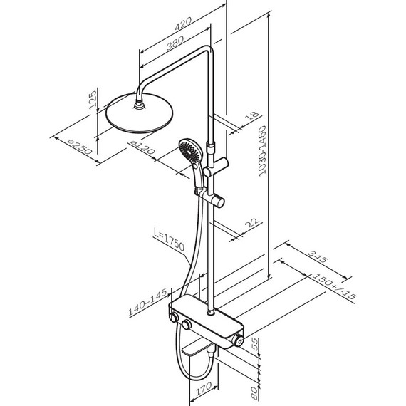 Душевая система AM.PM Inspire V2.0 F0750A522 с термостатом, чёрный, Цвет производителя: чёрный фото 14