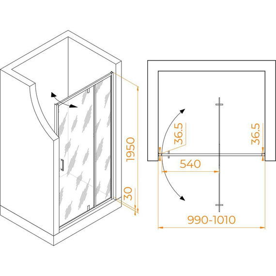 Душевая дверь RGW LE-103B 100 см 711210310-14, чёрный/прозрачное - 2 Душевая дверь RGW LE-103B 100 см 711210310-14, чёрный/прозрачное фото 2