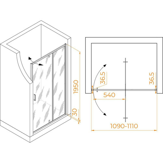 Душевая дверь RGW LE-103B 110 см 711210311-14, чёрный/прозрачное - 2 Душевая дверь RGW LE-103B 110 см 711210311-14, чёрный/прозрачное фото 2