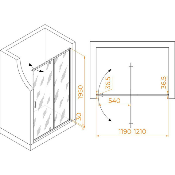 Душевая дверь RGW LE-103B 120 см 711210312-14, чёрный/прозрачное - 2 Душевая дверь RGW LE-103B 120 см 711210312-14, чёрный/прозрачное фото 2