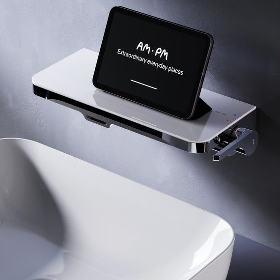 Смеситель для раковины AM.PM Func монтируемый в стену с полкой и каскадным изливом F8F72700, Цвет производителя: хром фото 2