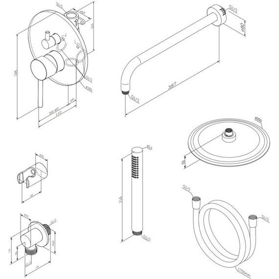 Душевая система Damixa Scandinavian Pure 936520300, чёрный фото 10