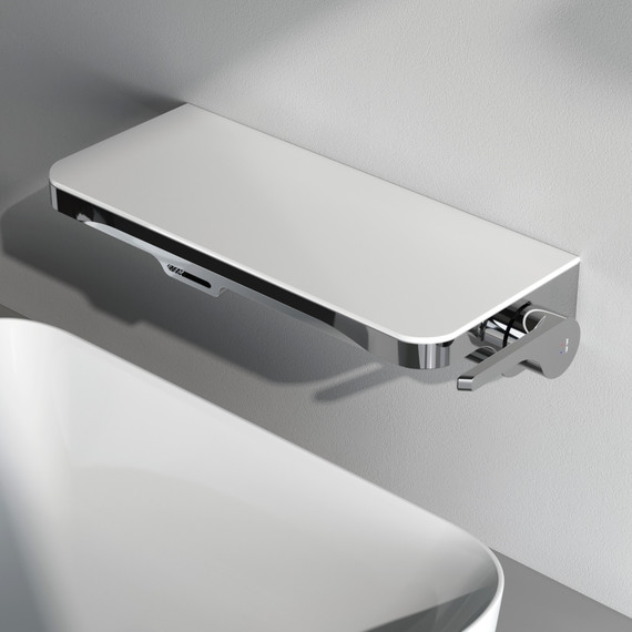 Смеситель для раковины AM.PM Func монтируемый в стену с полкой и каскадным изливом F8F72700, Цвет производителя: хром фото 4