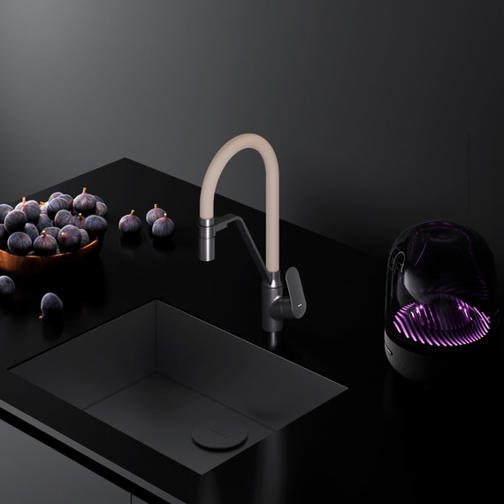 Смеситель для кухни AM.PM Like F8007826 для питьевой воды и гибким изливом, чёрный/бежевый, Цвет производителя: чёрный, бежевый фото 11