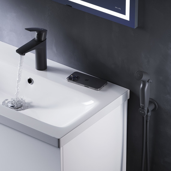 Смеситель для раковины AM.PM Gem F90A03022 с гигиеническим душем, Цвет производителя: чёрный фото 3