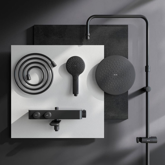 Душевая система AM.PM Inspire V2.0 F0750A522 с термостатом, чёрный, Цвет производителя: чёрный фото 13