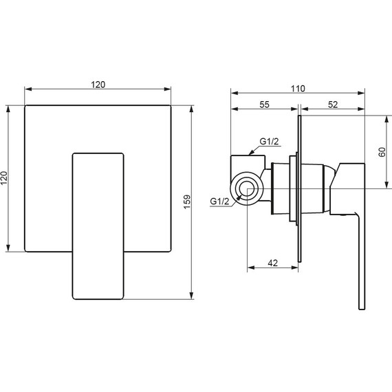 Смеситель для душа Damixa Gala 537500300 со скрытой частью, чёрный, Цвет производителя: чёрный фото 5