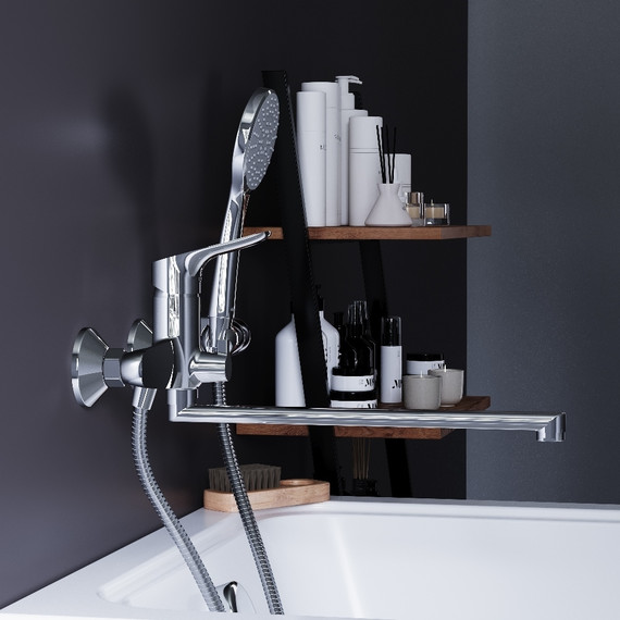 Смеситель для ванны Damixa Jupiter 779500001 с длинным изливом и душевым набором фото 3