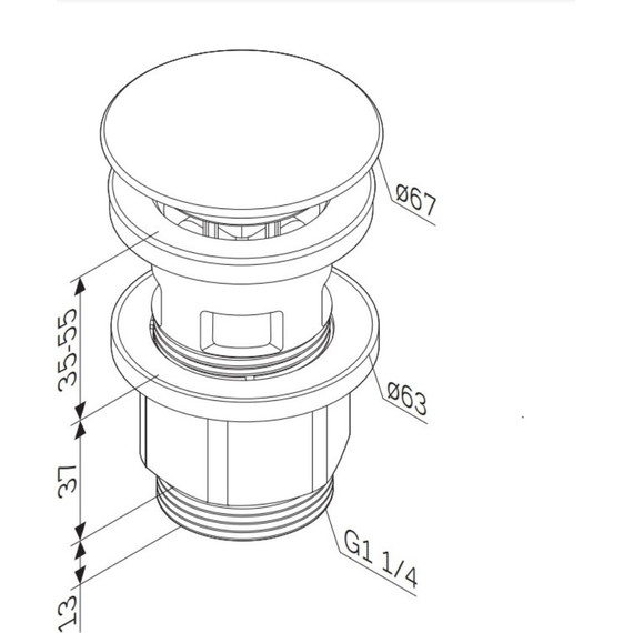 Донный клапан нажимной AM.PM AM.PM F0700P33, белый - 5 Донный клапан нажимной AM.PM AM.PM F0700P33, белый фото 5