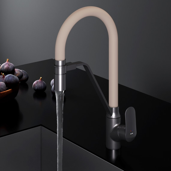 Смеситель для кухни AM.PM Like F8007826 для питьевой воды и гибким изливом, чёрный/бежевый, Цвет производителя: чёрный, бежевый фото 8