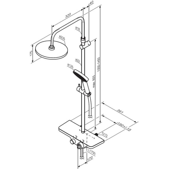 Душевая система c термостатом  Damixa Apollo 947760000 - 8 Душевая система c термостатом  Damixa Apollo 947760000 фото 8
