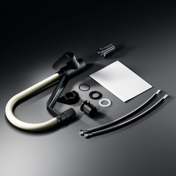 Смеситель для кухни AM.PM Like F8007826 для питьевой воды и гибким изливом, чёрный/бежевый, Цвет производителя: чёрный, бежевый фото 5