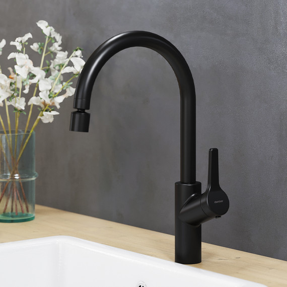 Смеситель для кухни Damixa Eclipse 310722300 с двухрежимным регулируемым аэратором, чёрный, Цвет производителя: чёрный фото 2