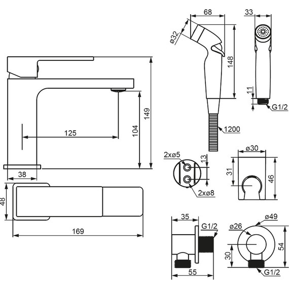 Смеситель для умывальника Damixa Gala 530300300 с гигиеническим душем - 5 Смеситель для умывальника Damixa Gala 530300300 с гигиеническим душем фото 5