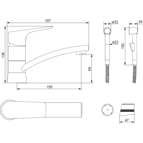 Смеситель для раковины Damixa Jupiter 770230001 с гигиеническим душем - 6 Смеситель для раковины Damixa Jupiter 770230001 с гигиеническим душем фото 6