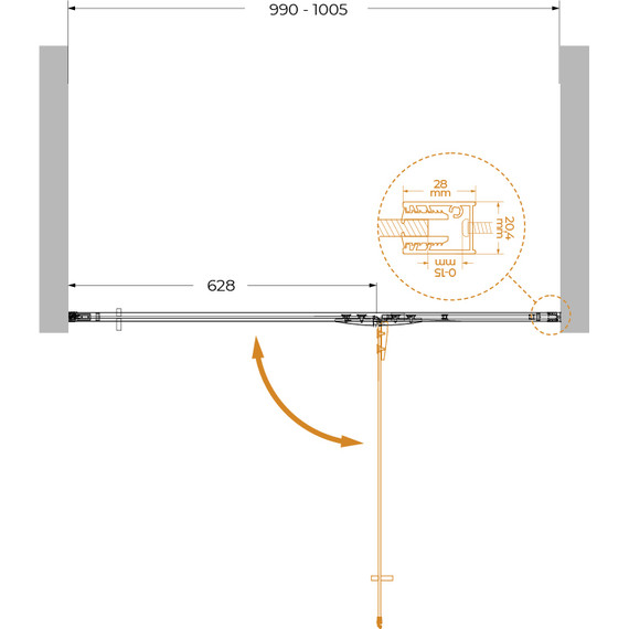 Душевая дверь Cezares 100 см LINER-B-12-100-C-Cr-R, хром/прозрачное - 8 Душевая дверь Cezares 100 см LINER-B-12-100-C-Cr-R, хром/прозрачное фото 8