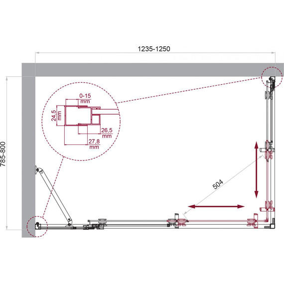 Душевое ограждение BelBagno 125x80 см LUCE-AH-21-125/80-C-Cr, хром/прозрачное фото 6