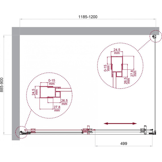Душевое ограждение BelBagno 120x90 см LUCE-AH-1-120/90-P-Cr, хром/матовое фото 6