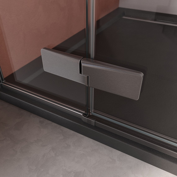 Душевое ограждение Cezares 90x90 см LINER-A-2-90-C-GM, оружейная сталь/прозрачное фото 6