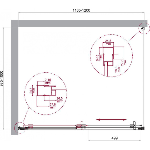 Душевое ограждение BelBagno 120x100 см LUCE-AH-1-120/100-C-Cr, хром/прозрачное фото 6