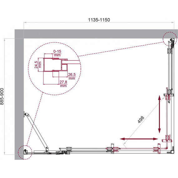 Душевое ограждение BelBagno 115x90 см LUCE-AH-21-115/90-C-Cr, хром/прозрачное фото 6